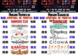 Horarios On Fire Metal Fest II Fin de Semana