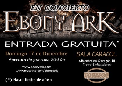 EBONY ARK GRATIS EN LA SALA CARACOL DE MADRID