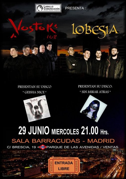 ACTUACIÓN DE VOSTOK 108 Y LOBESIA EN MADRID