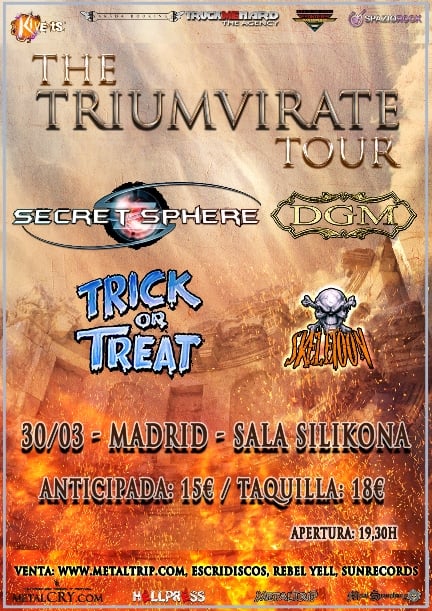 Esta semana llega el "Triunvirate Spain Tour 2017" con Secret Sphere, DGM y Trick Or Treat - Se cancela la fecha anunciada en Murcia
